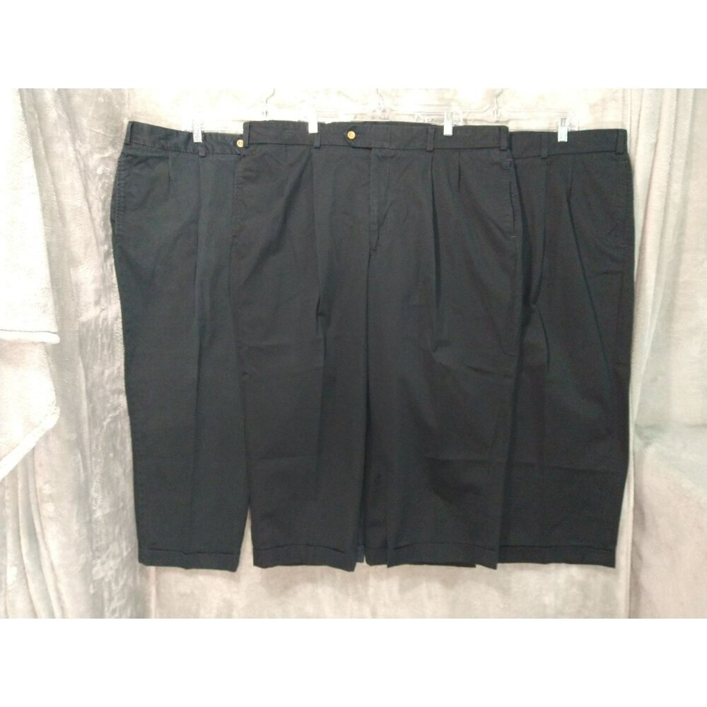 Bills Khakis Pants Mens 44 x 23 Black Chino M2P Pleated Twill Cotton Lot of 3